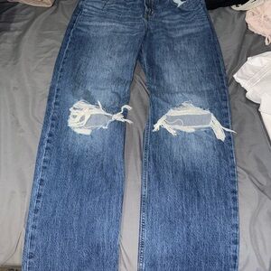 Levi's Blue Distressed Straight Leg Jeans